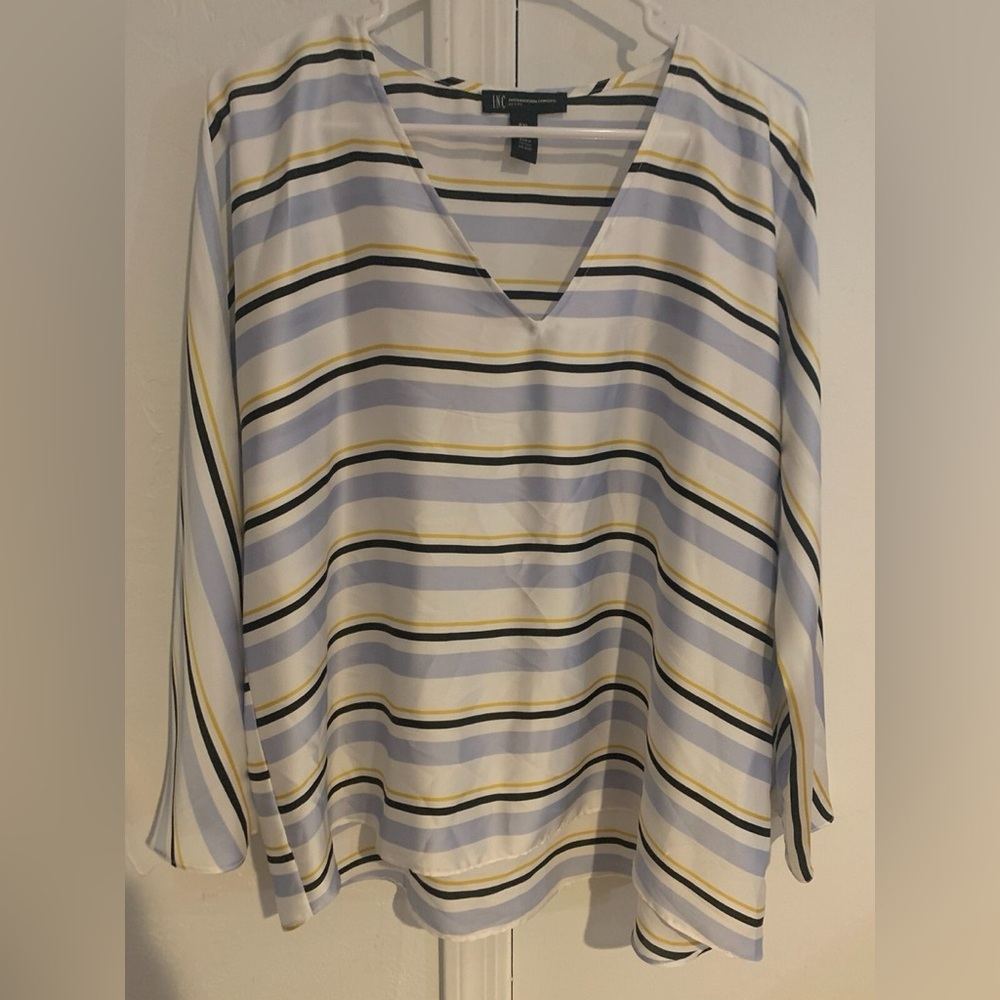 INC International Concepts Yellow and Black Striped Blouse